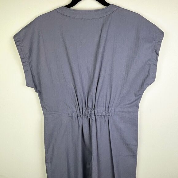 NWT Madewell Cap Sleeve Jumpsuit Utility Workwear Button Ft Straight Leg Blue S - Picture 7 of 16